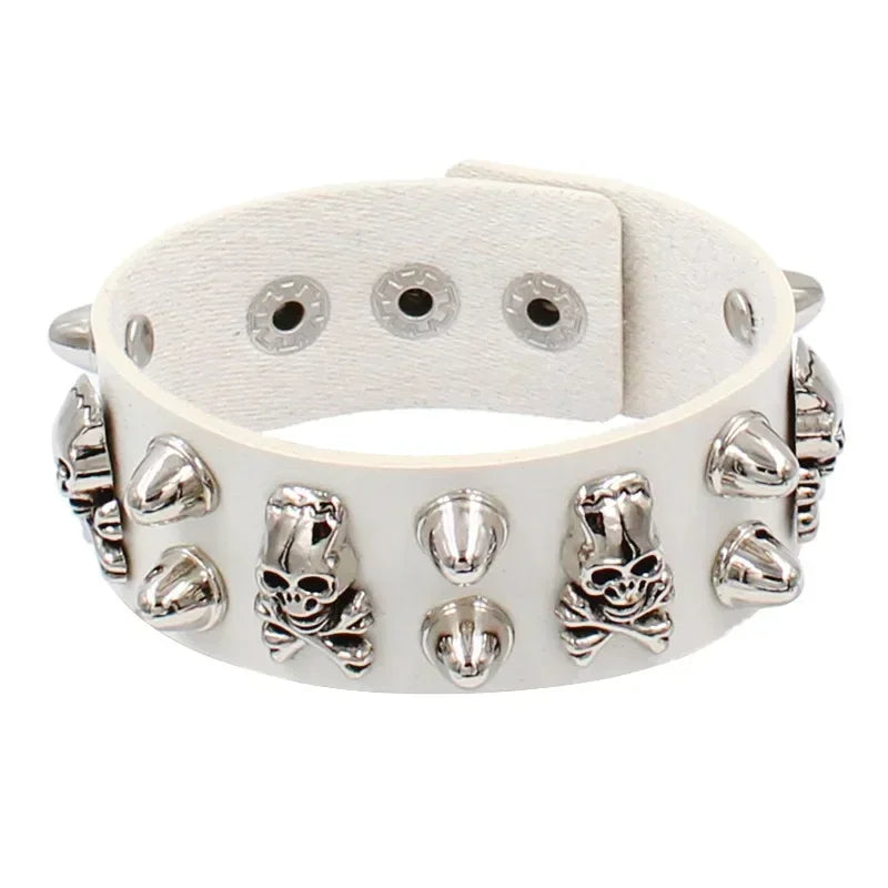 Vintage Leather Bracelet Three Row Cuspidal Spikes Rivet Stud Wide Cuff PU Leather Punk Gothic Rock Unisex Bracelet Men Jewelry