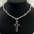 Small wire Brambles cross Choker Necklace Women Hip-hop Gothic Punk Style Barbed Wire Little thorns Chain Choker Gifts