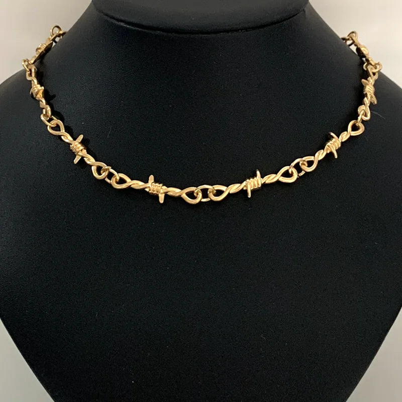 Small wire Brambles cross Choker Necklace Women Hip-hop Gothic Punk Style Barbed Wire Little thorns Chain Choker Gifts