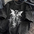 Men's Gothic Style Dark Style Retro Short Sleeved Street Washed Cotton Loose Fitting Unisex T-shirt Fashion Trend Y2K