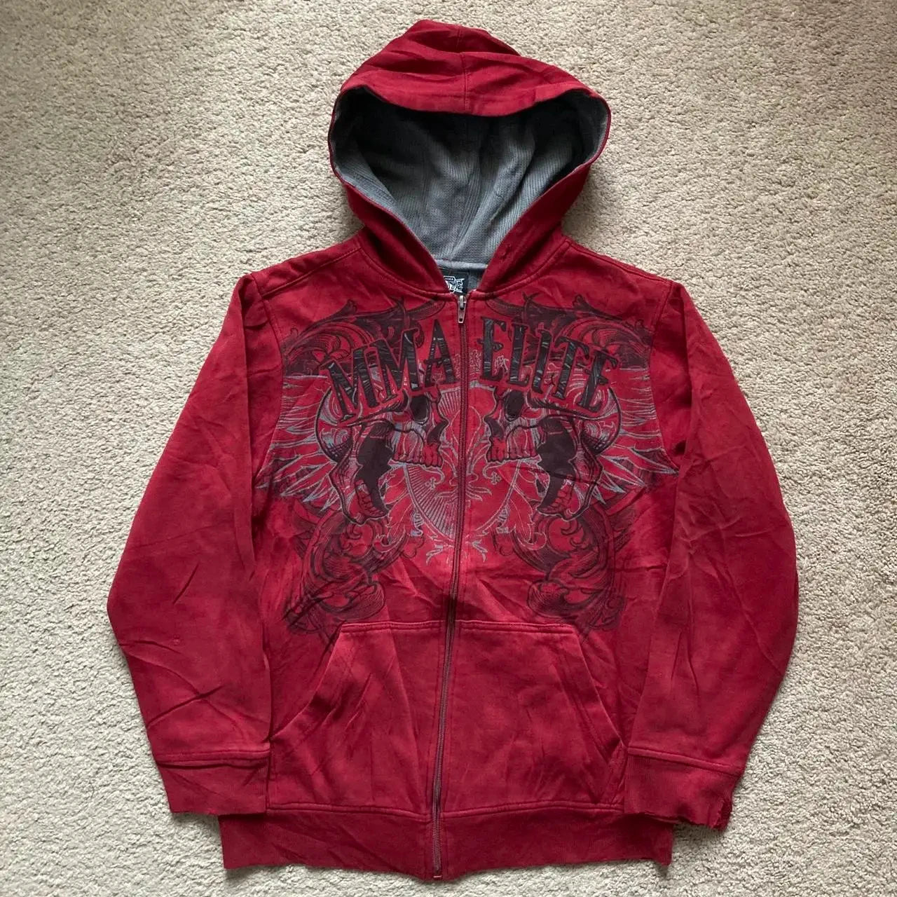 Y2K Harajuku Hip-hop Plus Velvet Padded Oversized Pattern Printed Hooded Sweater Women Gothic Vintage Casual Joker Coat