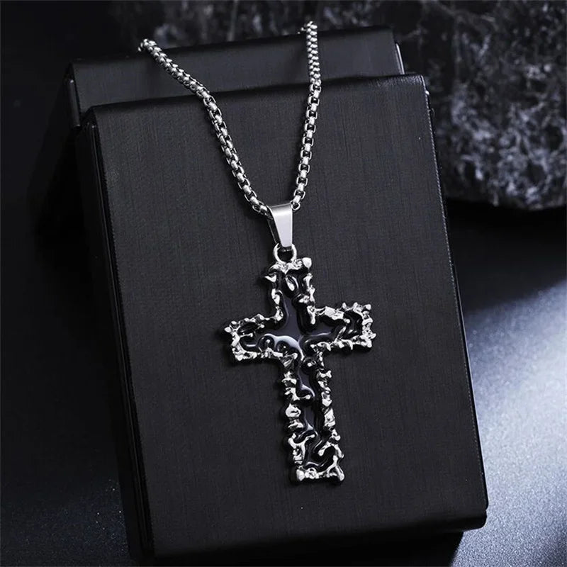 European And American Fashion Personality Retro Gothic Cross Necklace For Men And Women Street Hip-Hop Trendsetters Versatile Pe