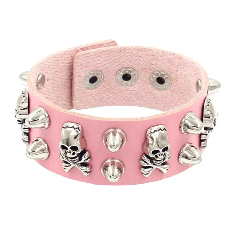 Vintage Leather Bracelet Three Row Cuspidal Spikes Rivet Stud Wide Cuff PU Leather Punk Gothic Rock Unisex Bracelet Men Jewelry
