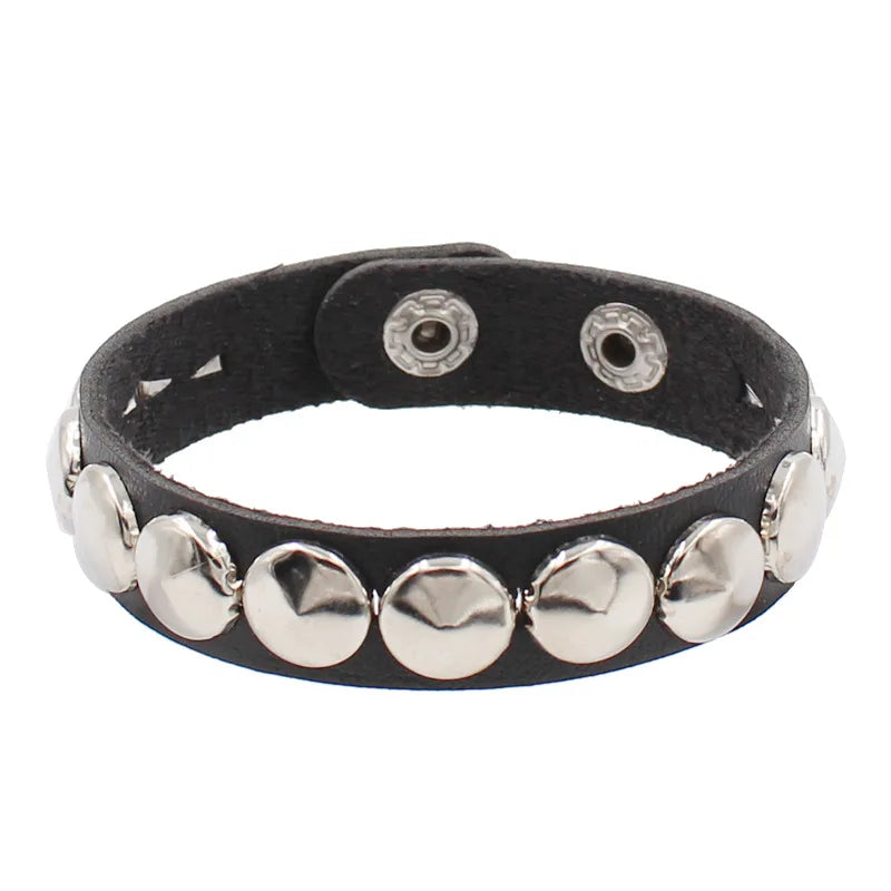Vintage Leather Bracelet Three Row Cuspidal Spikes Rivet Stud Wide Cuff PU Leather Punk Gothic Rock Unisex Bracelet Men Jewelry