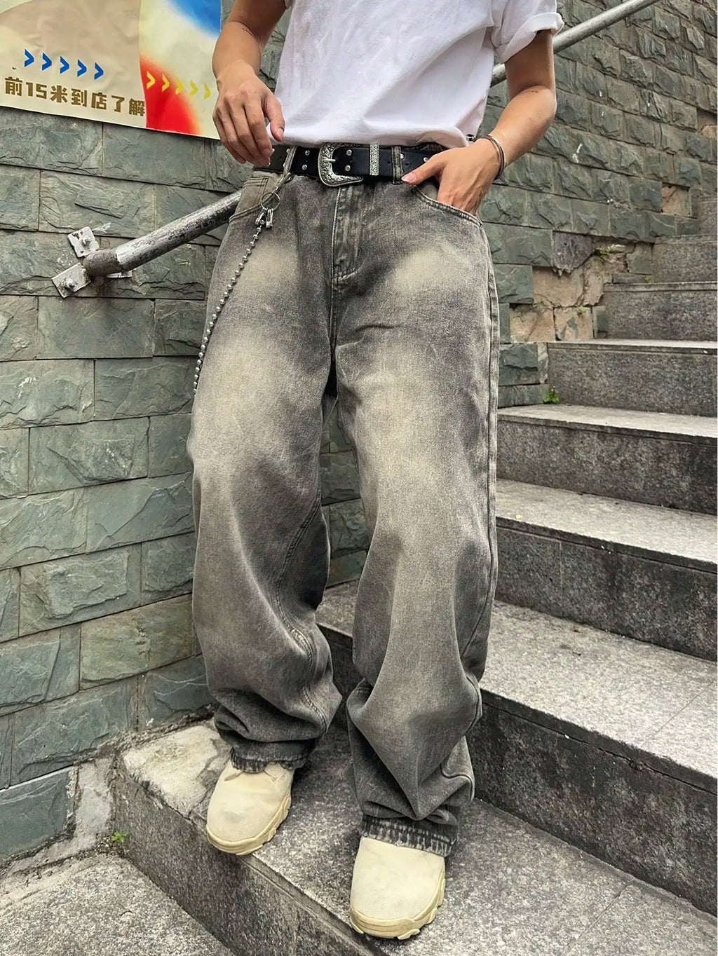 Vintage Men y2k Stretchy Baggy Denim Jeans For Men Fashion Casual pants Streetwear Denim Hip Hop Wide-Leg Straight Trousers