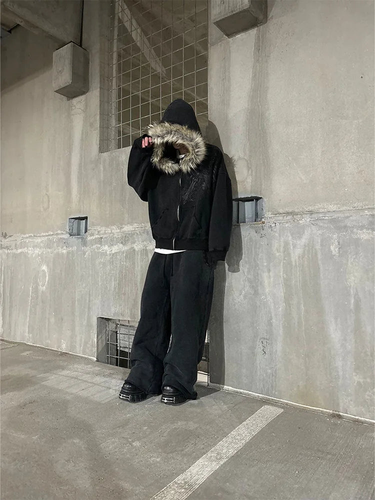 Autumn/Winter Y2k Women Aesthetic Harajuku Faux Fur Collar Hoodies Clothes Graphic Hip Hop Punk Gothic Zip Up Hoodies 2026 new