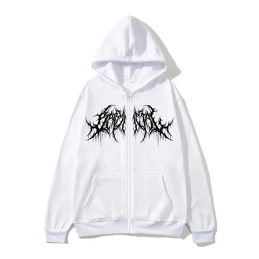 Y2K Zip-Up hoodie, men, clothes with graphic prints, hip hop style, gothic 2025 Autumn Winter keep warm long sleeves Sweatshirt
