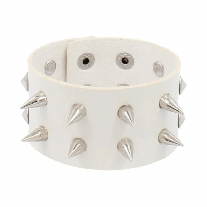 Vintage Leather Bracelet Three Row Cuspidal Spikes Rivet Stud Wide Cuff PU Leather Punk Gothic Rock Unisex Bracelet Men Jewelry
