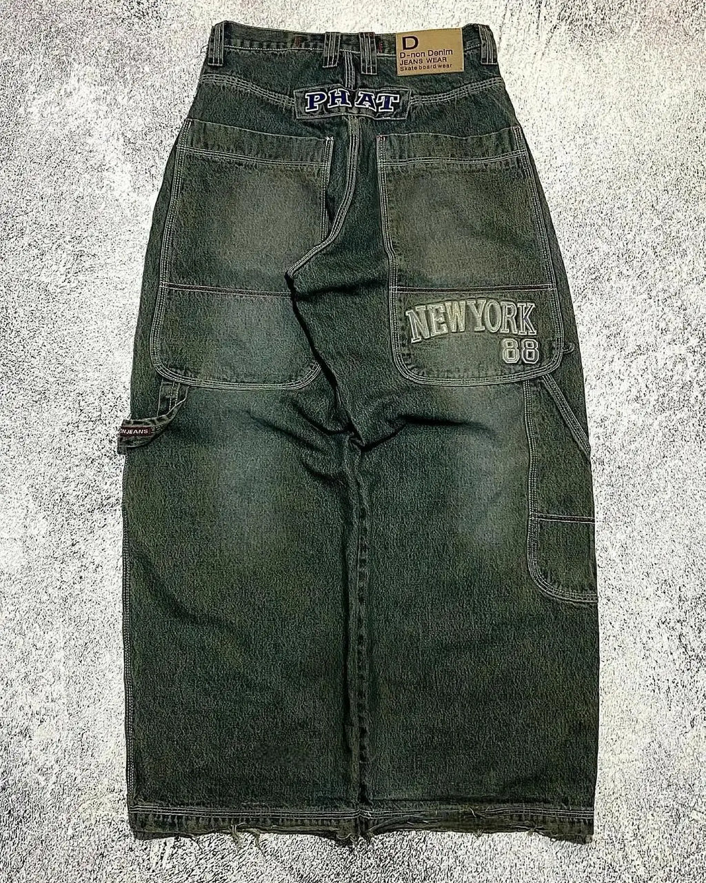 American New Fashion Oversized Pattern Printed Washed Jeans Men Y2K Gothic Rock Popular Casual Joker High Waist Wide Leg Pants
