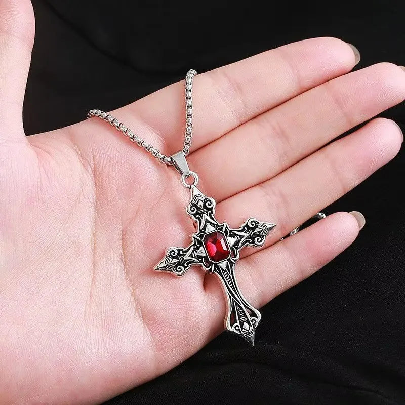 European And American Fashion Personality Retro Gothic Cross Necklace For Men And Women Street Hip-Hop Trendsetters Versatile Pe