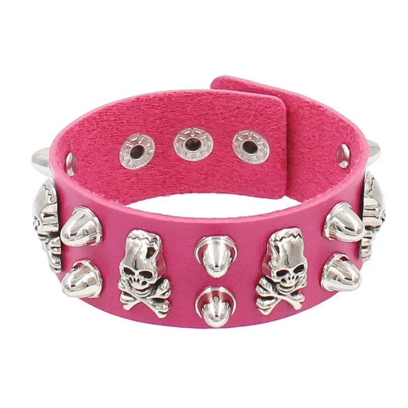 Vintage Leather Bracelet Three Row Cuspidal Spikes Rivet Stud Wide Cuff PU Leather Punk Gothic Rock Unisex Bracelet Men Jewelry