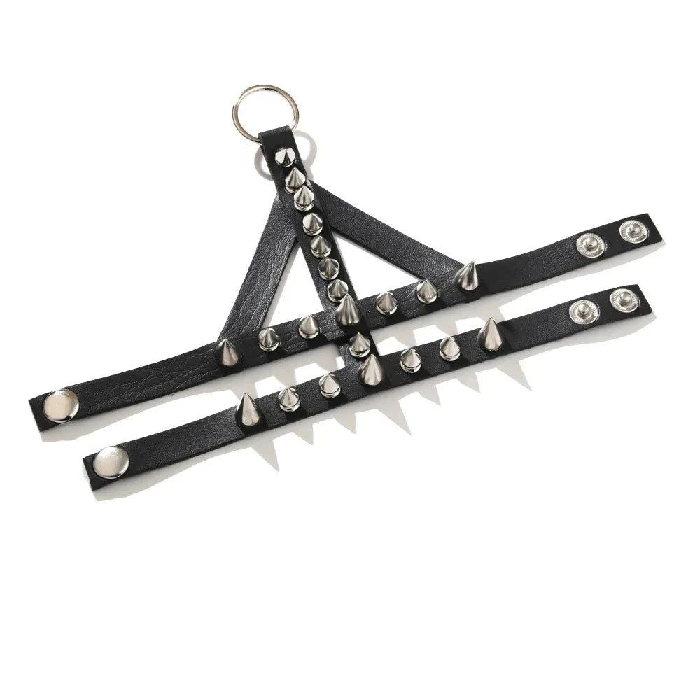 Vintage Leather Bracelet Three Row Cuspidal Spikes Rivet Stud Wide Cuff PU Leather Punk Gothic Rock Unisex Bracelet Men Jewelry