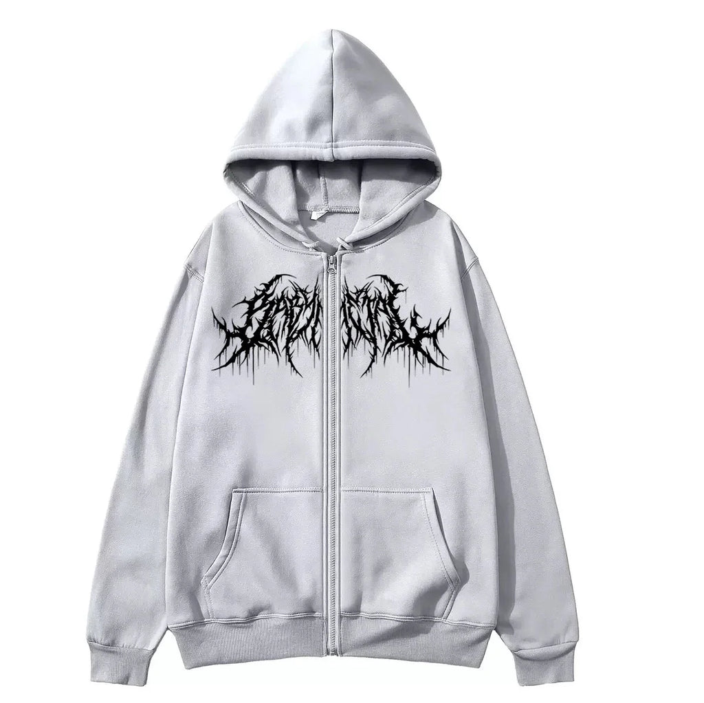 Y2K Zip-Up hoodie, men, clothes with graphic prints, hip hop style, gothic 2025 Autumn Winter keep warm long sleeves Sweatshirt