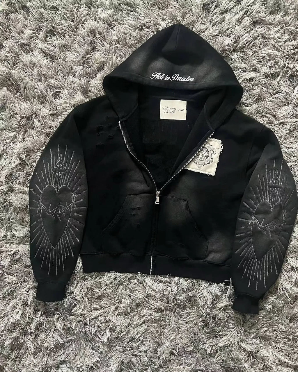 2025 American New Fashion Oversized Pattern Printed Zipper Hooded Sweater Men Y2K Gothic Harajuku Hip Hop Popular Couple Hoodies