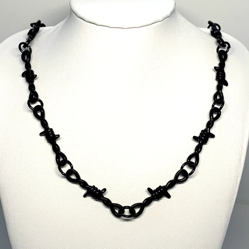Small wire Brambles cross Choker Necklace Women Hip-hop Gothic Punk Style Barbed Wire Little thorns Chain Choker Gifts